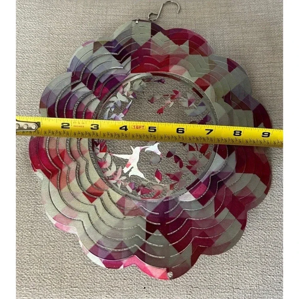 Hummingbird Wind Spinner 3D Hanging Stainless Steel Garden Porch‎ Patio Decor